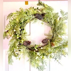 Frosty Cedar, Pinecone & White Berry Wreath